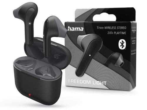 HAMA TWS Bluetooth sztereó headset v5.1 + töltőtok - HAMA Freedom Light True    Wireless Earphones with Charging Case - fekete