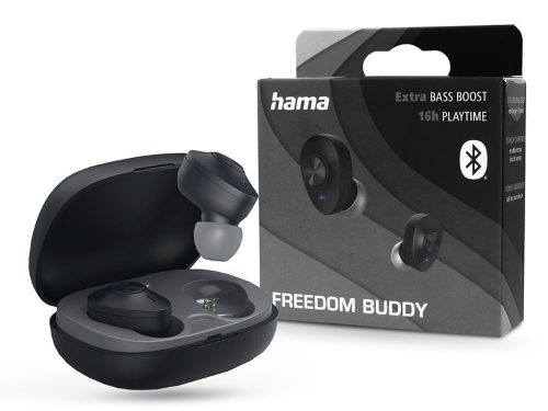 HAMA TWS Bluetooth sztereó headset v5.3 + töltőtok - HAMA Freedom Buddy True    Wireless Earphones with Charging Case - fekete