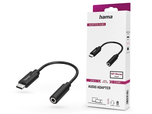 HAMA Type-C - 3,5 mm jack audio adapter - HAMA Audio Adapter USB-C to 3.5 mm    Jack - fekete