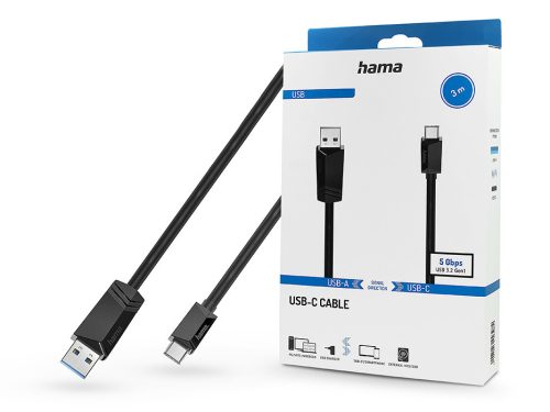 HAMA USB-A - Type-C adat- és töltőkábel 3 m-es vezetékkel - HAMA USB-A - USB-C  Cable - fekete