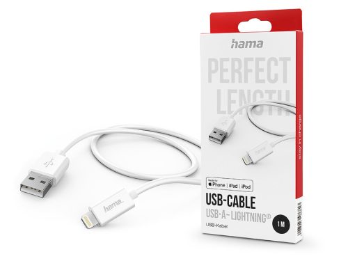 HAMA USB-A - Lightning adat- és töltőkábel 1 m-es vezetékkel - HAMA USB-A -     Lightning Cable - fehér