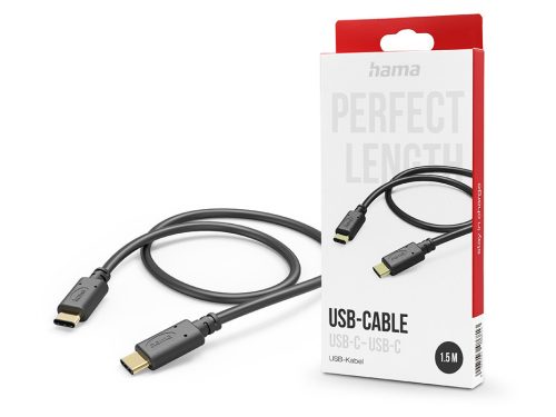 HAMA USB Type-C - USB Type-C adat- és töltőkábel 1,5 m-es vezetékkel - HAMA FIC E3 USB-C Cable - fekete