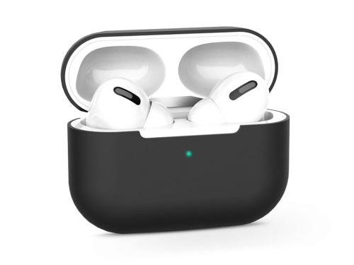 Szilikon védőtok Apple AirPods Pro 1/2 fülhallgatóhoz - fekete - ECO csomagolás