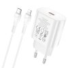 HOCO hálózati töltő adapter Type-C bemenettel + 1 m-es Type-C - Lightning kábel - 25W - HOCO N22 Charger Set PD + QC - fehér