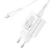 HOCO hálózati töltő adapter Type-C bemenettel + 1 m-es Type-C - Lightning kábel - 25W - HOCO N22 Charger Set PD + QC - fehér