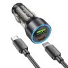 HOCO szivargyújtó töltő adapter USB-A + Type-C bemenettel + Type-C - Type-C     kábel - 43W - HOCO NZ12A Dual Port Fast Charging Set - fekete