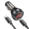 HOCO szivargyújtó töltő adapter 2xType-C bemenettel + Type-C - Type-C kábel -   60W - HOCO NZ12C Dual Port Fast Charging Set - fekete