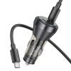 HOCO szivargyújtó töltő adapter 2xType-C bemenettel + Type-C - Type-C kábel -   60W - HOCO NZ12C Dual Port Fast Charging Set - fekete