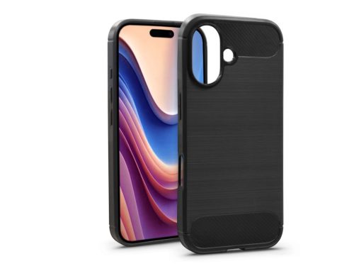 Haffner Carbon szilikon tok - Apple iPhone 16 Plus - fekete