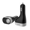 HOCO 2xUSB szivargyújtó töltő adapter + szivargyújtós aljzattal, LED kijelzővel - 15W - HOCO Z29 Car Charger - fekete/ezüst