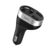 HOCO 2xUSB szivargyújtó töltő adapter + szivargyújtós aljzattal, LED kijelzővel - 15W - HOCO Z29 Car Charger - fekete/ezüst