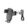 HOCO szellőzőrácsba illeszthető vezeték nélküli autós tartó/gyorstöltő - 15 W - HOCO HW1 Wireless Fast Charge Car Holder - fekete