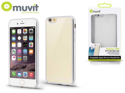 Apple iPhone 6 Plus/6S Plus hátlap - Muvit Frame TPU - átlátszó/ezüst