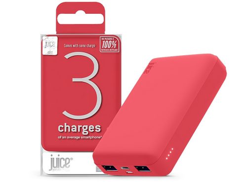 Juice hordozható külső akkumulátor / power bank - 10.000 mAh - Juice ECO 3 -    2xUSB +Type-C - piros