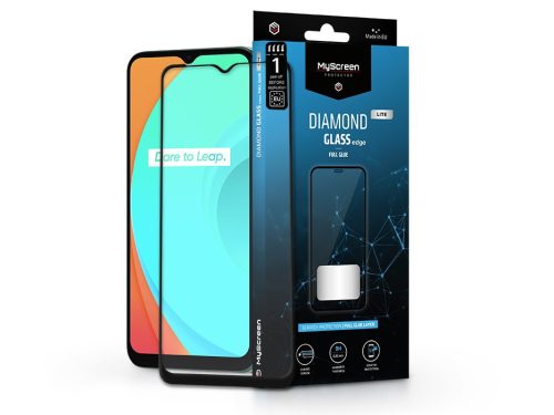 Realme C11/C12/C21 edzett üveg képernyővédő fólia - MyScreen Protector Diamond  Glass Lite Edge2.5D Full Glue - fekete