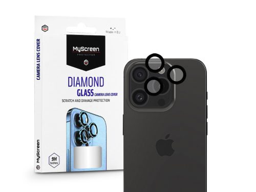 MyScreen Protector Diamond Glass hátsó kameralencse védő edzett üveg - Apple    iPhone 15 Pro/15 Pro Max - fekete