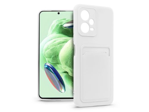 Xiaomi Redmi Note 12 5G/Poco X5 5G szilikon hátlap kártyatartóval - Card Case - fehér