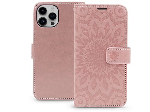 Apple iPhone 15 Plus oldalra nyíló tok - Mezzo Book Flip - mandala rose gold