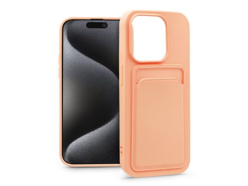 Apple iPhone 15 Pro szilikon hátlap kártyatartóval - Card Case - rózsaszín