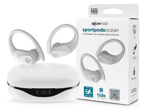 Boompods TWS Bluetooth sztereó headset v5.0 + töltőtok - Boompods Sportpods Ocean TWS with Charging Case - fehér