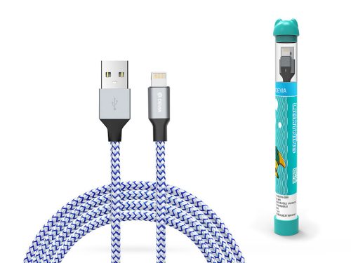 Devia USB - Lightning USB töltő- és adatkábel - 1 m-es vezetékkel - Devia Tube  Lightning USB 2.4A - ezüst/kék