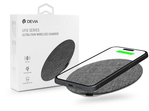 Devia Qi univerzális vezeték nélküli töltő állomás - 15W - Devia UFO Series     Ultra Thin Wireless Charger - szürke