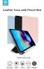 Apple iPad 10.2 (2019/2020/2021) tablet tok (Smart Case) on/off funkcióval,     Apple Pencil tartóval, mágneses töltővel - Devia Leather Case With Pencil Slot -fekete