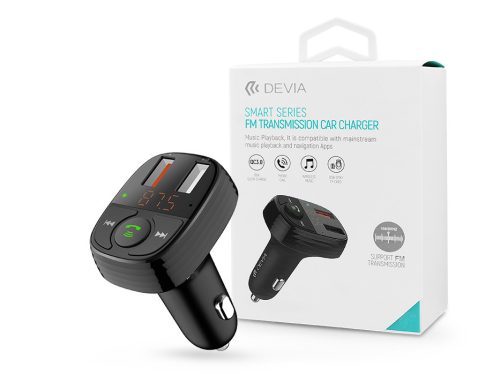 Devia Bluetooth FM-transmitter / szivargyújtó töltő - 2xUSB QC3.0 +             MP3/WMA/WAV/Flac + Pendrive/TF-kártyaolvasó - Devia Smart Series - fekete