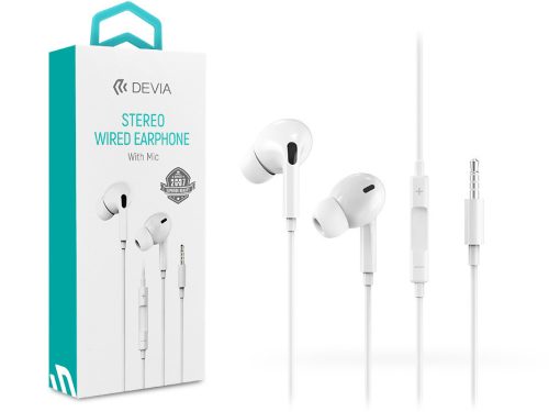 Devia sztereó felvevős fülhallgató - 3,5 mm jack - Devia Smart Series Stereo    Wired Earphone - fehér