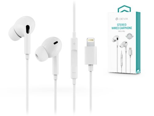 Devia sztereó felvevős fülhallgató - Lightning/Bluetooth - Devia Smart Series   Stereo Wired Earphone - fehér