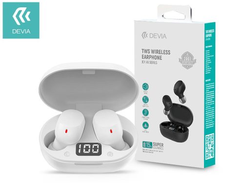 Devia TWS Bluetooth sztereó headset v5.0 + töltőtok - Devia Joy A6 Series True  Wireless Earphones with Charging Case - fehér