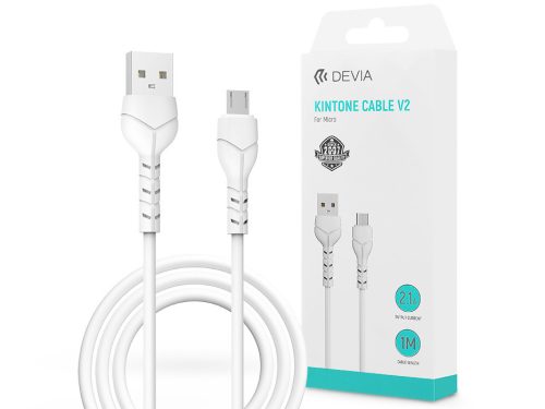 Devia USB - micro USB adat- és töltőkábel 1 m-es vezetékkel - Devia Kintone     Cable V2 Series for Micro USB - 5V/2.1A - fehér