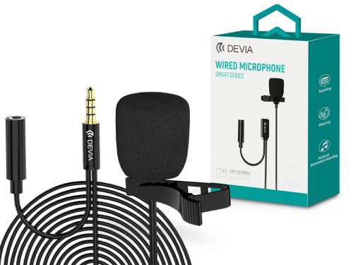 Devia vezetékes influenszer mikrofon - 3,5 mm jack - Devia Smart Series Wired   Microphone - fekete