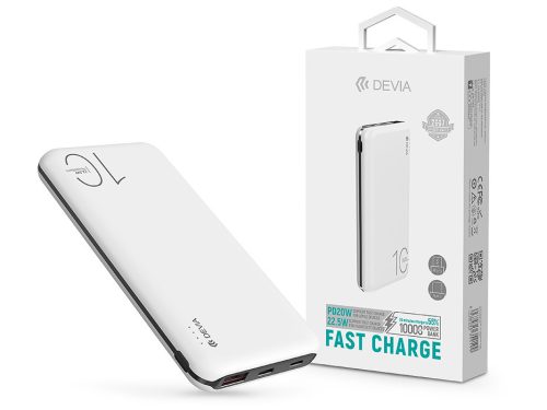 Devia hordozható külső akkumulátor / power bank - 10.000 mAh - Devia Smart      Series 22.5W Full Compatible - USB + Type-C + microUSB + PD - fehér