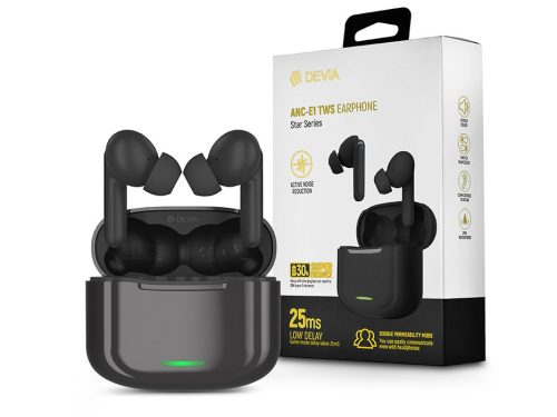 Devia TWS Bluetooth sztereó headset v5.1 + töltőtok - Devia ANC-E1 Star Series  True Wireless Earphones with Charging Case - fekete