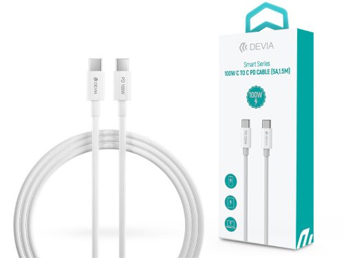 Devia USB Type-C - USB Type-C adat- és töltőkábel 1,5 m-es vezetékkel - Devia   Smart Series 100W C To C PD Cable - 100W - fehér