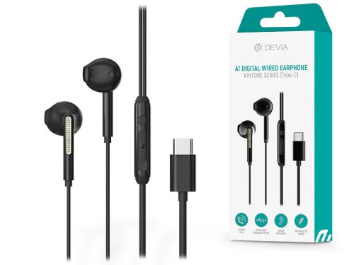 Devia sztereó felvevős fülhallgató Type-C csatlakozóval - Devia Kintone Series  A1 Digital Wired Earphone - fekete