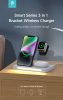 Devia Qi univerzális vezeték nélküli töltő állomás - 15W - Devia Smart Series 3 In 1 Bracket Wireless Charger for Smartphone + iWatch + Airpods - fehér