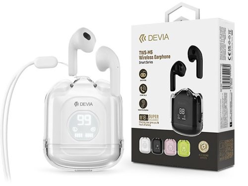 Devia TWS Bluetooth sztereó headset v5.3 + töltőtok - Devia TWS-M6 Wireless     Earphone with Charging Case - fehér