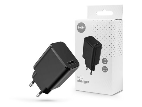 Setty USB hálózati töltő adapter - 15W - Setty USB Wall Charger - fekete