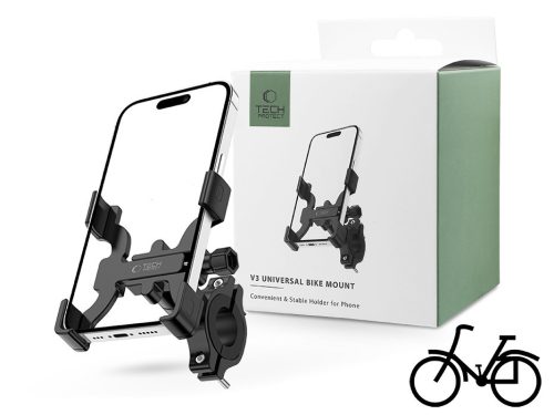 Tech-Protect kerékpárra / motorkerékpárra szerelhető fém telefontartó -         Tech-Protect V3 Universal Bike Mount - fekete