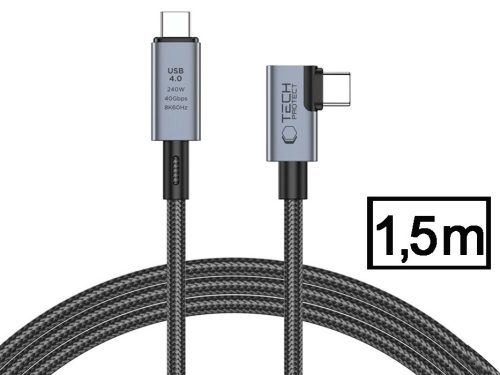 Tech-Protect USB Type-C - USB Type-C adat- és töltőkábel - Tech-Protect         Ultraboost USB 4.0 / 8K / 40 Gbps / PD240 Cable - 240W - szürke