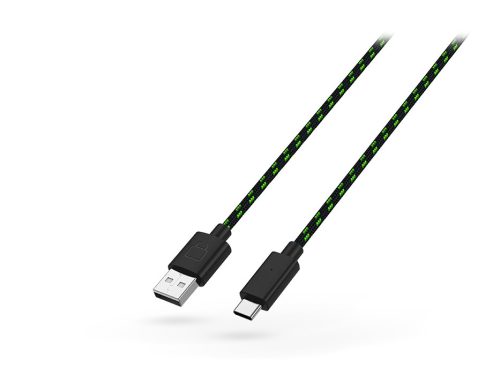 Venom USB-A - USB Type-C töltőkábel 2 m-es vezetékkel - fekete/zöld - ECO       csomagolás