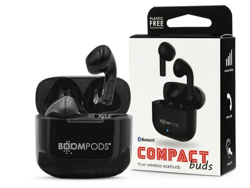 Boompods TWS Bluetooth sztereó headset v5.0 + töltőtok - Boompods Compact Buds TWS with Charging Case - fekete