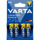 Elem AA ceruza LR06 Longlife Power 4 db/csomag, Varta 