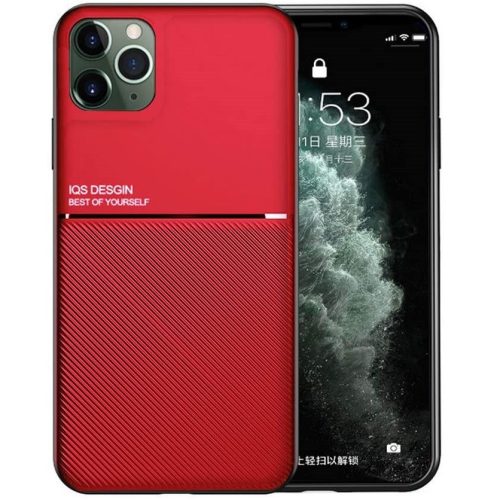 Huawei Mate 30 Lite, Szilikon tok, közepesen ütésálló, mágneses tartóval kompatibilis, karbon minta, Wooze Carbon, piros