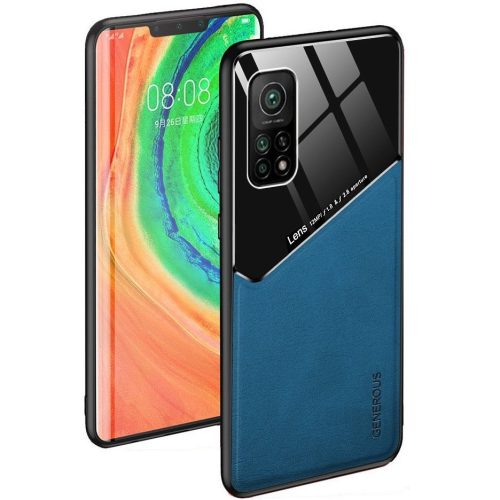 Huawei Honor X10 5G, Szilikon tok, bőr és plexi hátlap, közepesen ütésálló, mágneses tartóval kompatibilis, Wooze Texture, kék