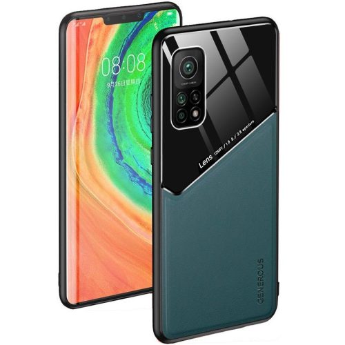 Huawei Mate 40 Pro Plus, Szilikon tok, bőr és plexi hátlap, közepesen ütésálló, mágneses tartóval kompatibilis, Wooze Texture, zöld