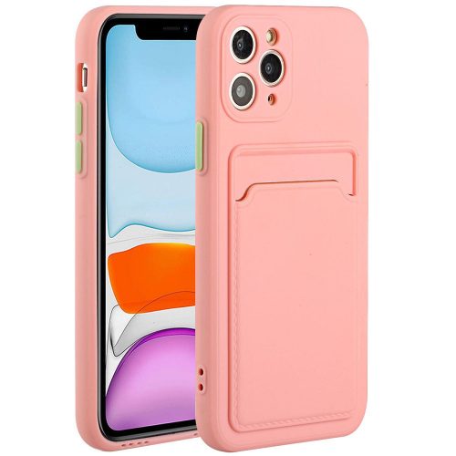 Apple iPhone XR, Szilikon tok, kártyatartóval, Wooze Card Slot, rózsaszín