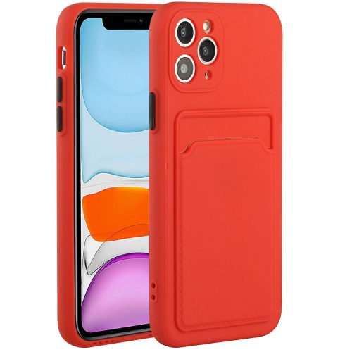 Huawei P30, Szilikon tok, kártyatartóval, Wooze Card Slot, piros